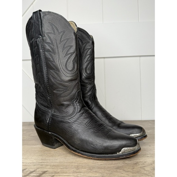 Durango RD560 Womens 7M Black Leather Western Cowboy/Biker Boots w Silver Accent - Picture 1 of 14